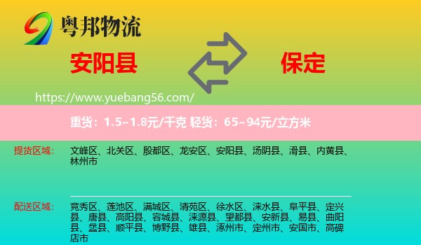 安陽縣到保定物流