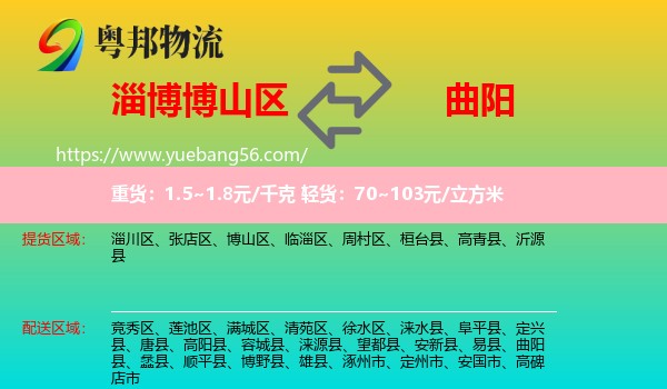 博山區(qū)到曲陽縣物流