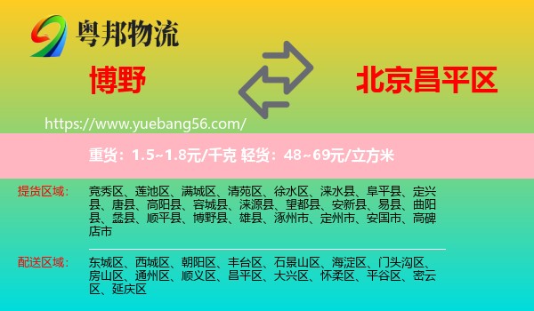 博野縣到昌平區(qū)物流