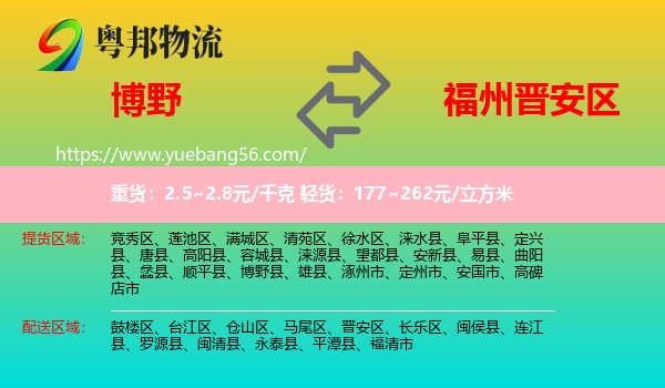 博野縣到晉安區(qū)物流