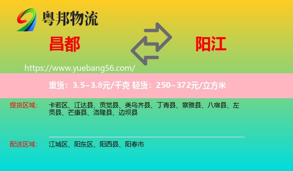 昌都到陽(yáng)江物流