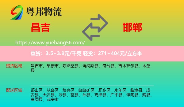 昌吉到邯鄲物流