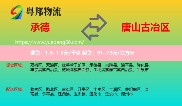 承德到古冶區(qū)物流
