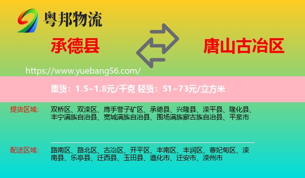 承德縣到古冶區(qū)物流