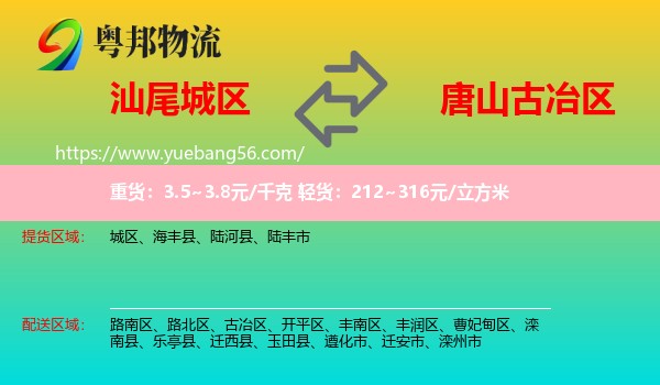 城區(qū)到古冶區(qū)物流