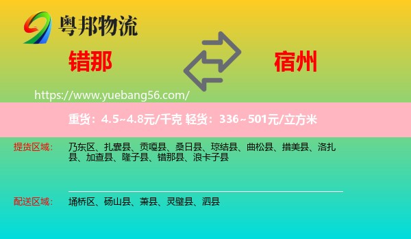 錯(cuò)那縣到宿州物流