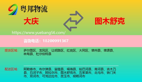 大慶到圖木舒克市物流