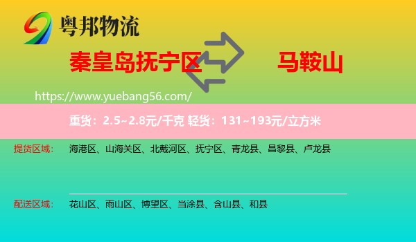 撫寧區(qū)到馬鞍山物流