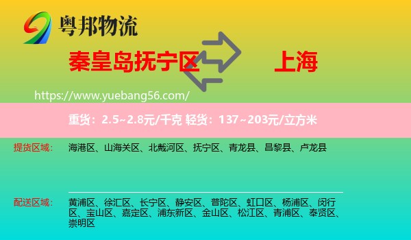 撫寧區(qū)到上海物流