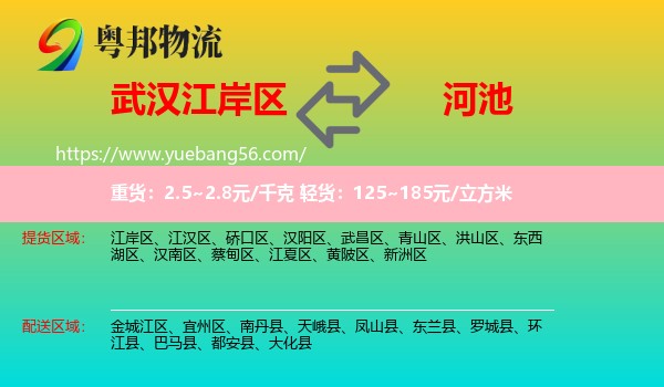 江岸區(qū)到河池物流