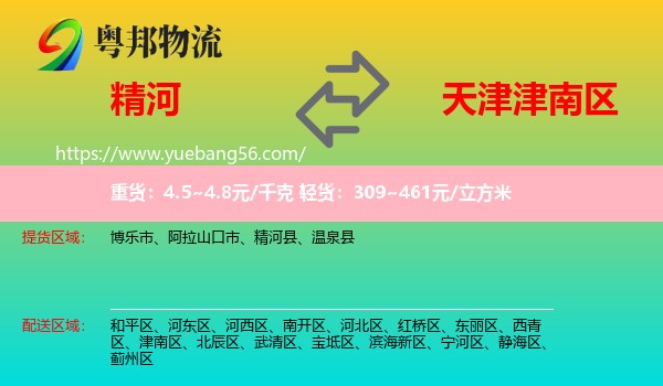 精河縣到津南區(qū)物流