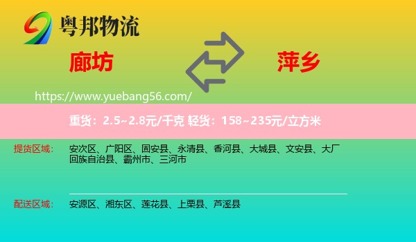 廊坊到萍鄉(xiāng)物流