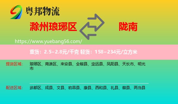 瑯琊區(qū)到隴南物流