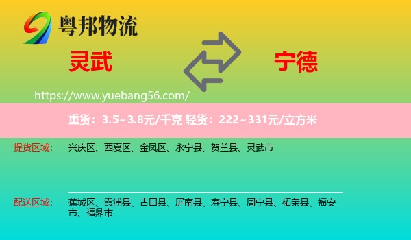 靈武市到寧德物流