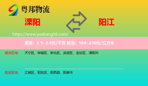 溧陽市到陽江物流