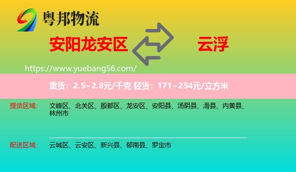 龍安區(qū)到云浮物流