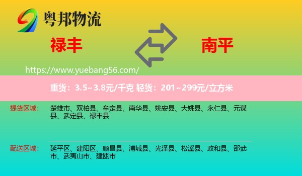 祿豐縣到南平物流