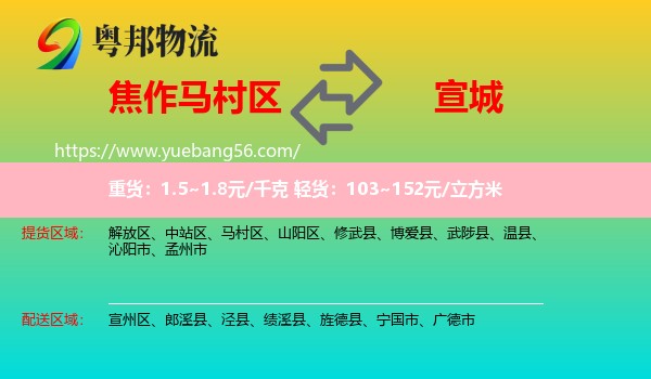 馬村區(qū)到宣城物流