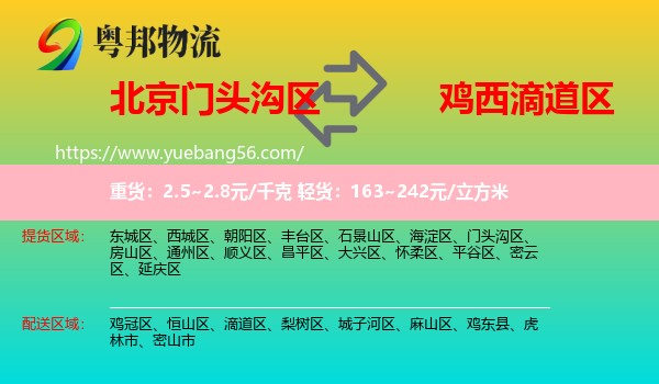 門(mén)頭溝區(qū)到滴道區(qū)物流