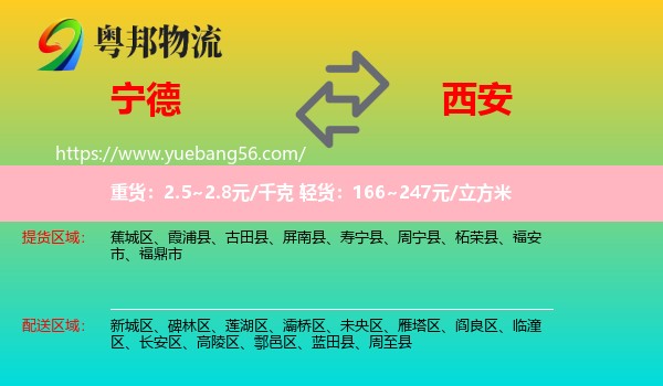 寧德到西安物流