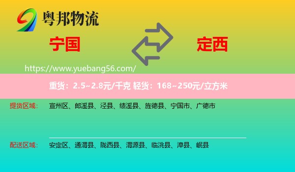 寧國市到定西物流