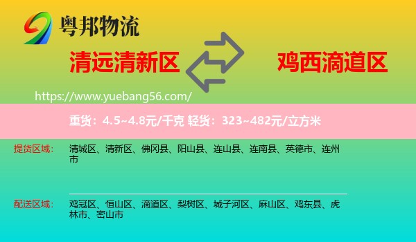 清新區(qū)到滴道區(qū)物流