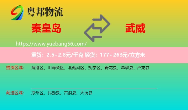 秦皇島到武威物流