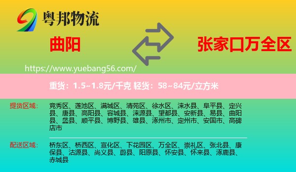 曲陽縣到萬全區(qū)物流