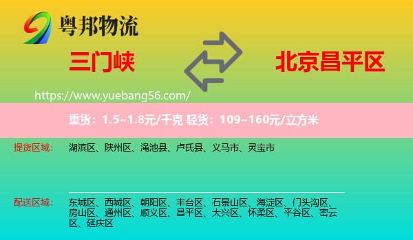 三門峽到昌平區(qū)物流