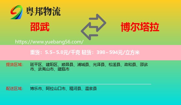 邵武市到博爾塔拉物流