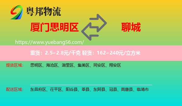 思明區(qū)到聊城物流