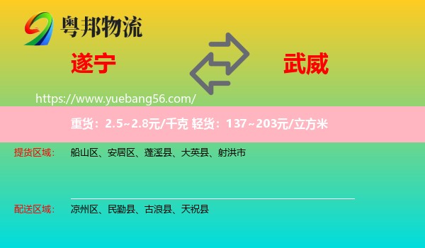 遂寧到武威物流