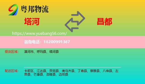 塔河縣到昌都物流