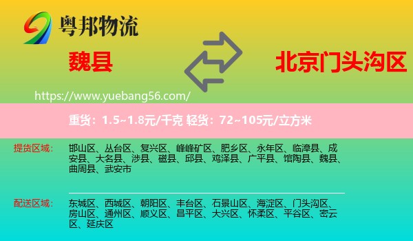 魏縣到門頭溝區(qū)物流