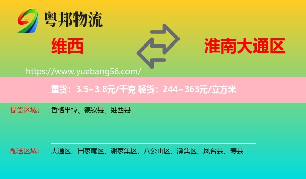 維西縣到大通區(qū)物流