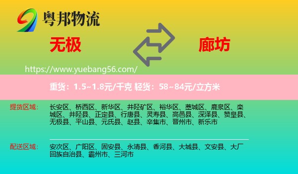 無(wú)極縣到廊坊物流