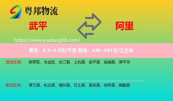 武平縣到阿里物流