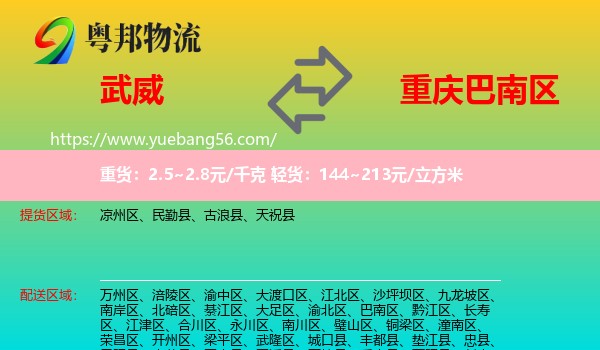 武威到巴南區(qū)物流