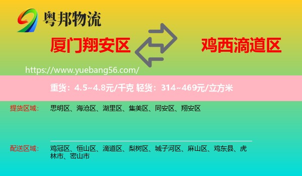 翔安區(qū)到滴道區(qū)物流