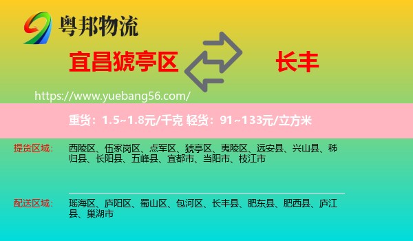 猇亭區(qū)到長豐縣物流