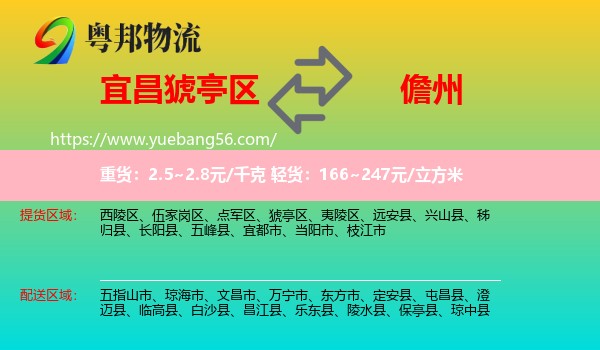 猇亭區(qū)到儋州物流