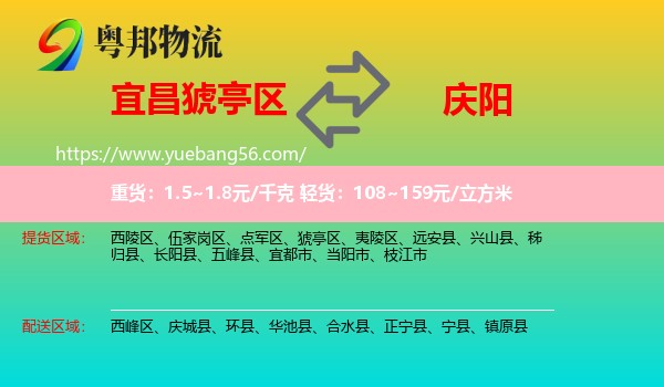 猇亭區(qū)到慶陽物流