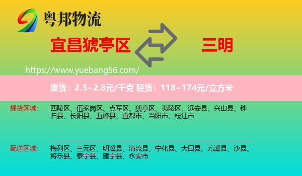 猇亭區(qū)到三明物流