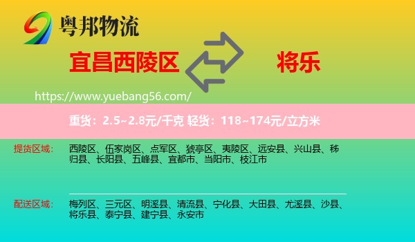 西陵區(qū)到將樂縣物流