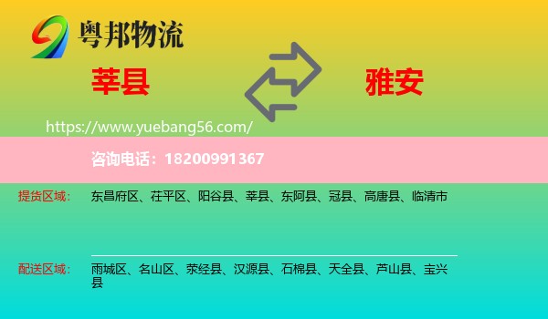 莘縣到雅安物流