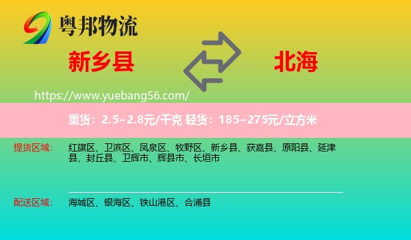 新鄉(xiāng)縣到北海物流