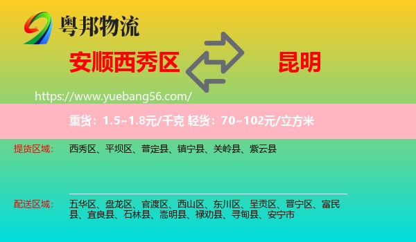 西秀區(qū)到昆明物流