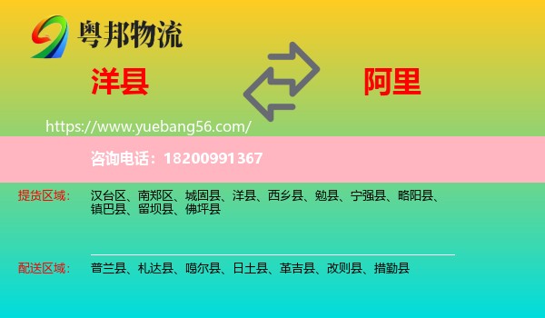 洋縣到阿里物流