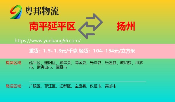 延平區(qū)到揚(yáng)州物流