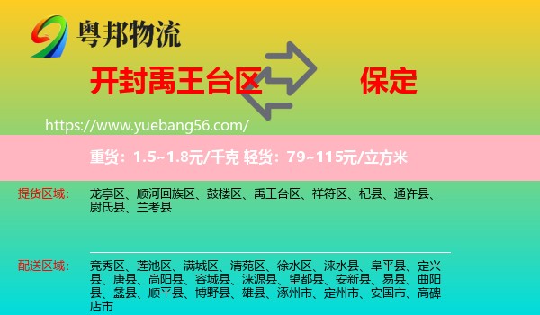 禹王臺區(qū)到保定物流